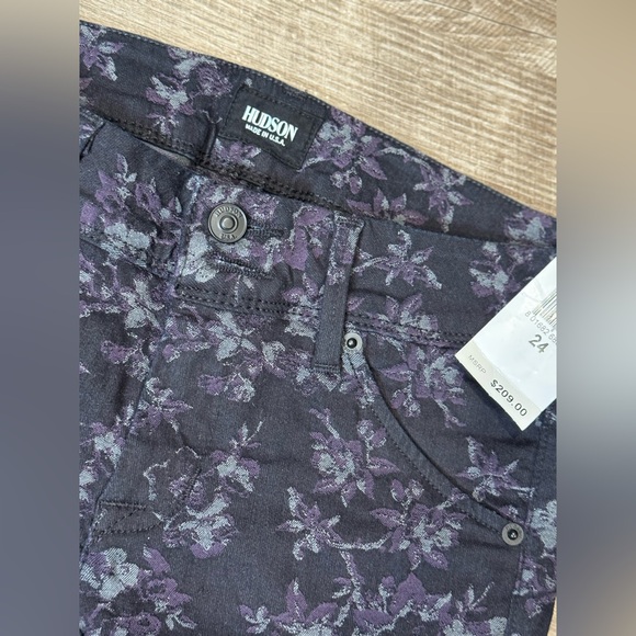 Hudson Midrise Belgrade Collin Skinny Stretch Jeans in Black Floral Size 24 NWT - Picture 3 of 8
